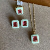 Colar Funcy Retangular Verde Água