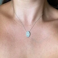 Colar Medalha Oval N. Sra das Graças Cravejada Ródio