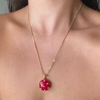 Colar Botão Vermelho