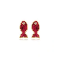 Brinco Mini Peixe Couro de Tilápia Rosa