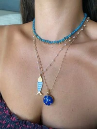 Choker Pedra Ágata Azul