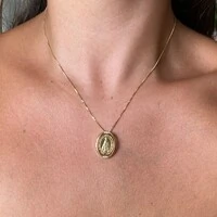 Colar Medalha N. Sra Aparecida 360º Ouro