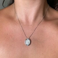 Colar Medalha N. Sra Aparecida 360º Ródio