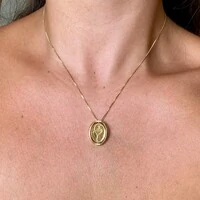 Colar Medalha N. Sra Aparecida 360º Ouro