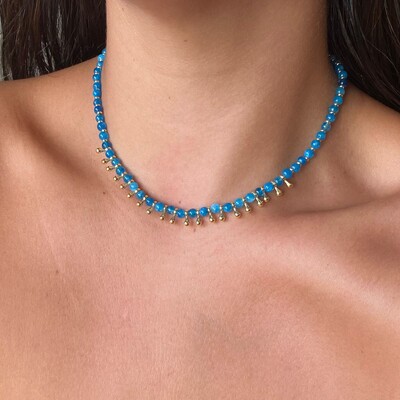 Foto Choker Pedra Ágata Azul