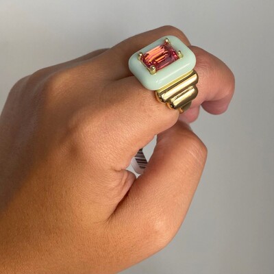 FotoAnel Fancy Retangular Verde Água