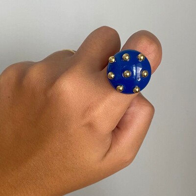 Foto Anel Botão Azul Marinho