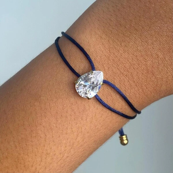 Pulseira Gota Cristal Azul Marinho