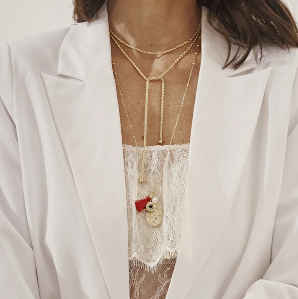 Colar Longo Cacho Vermelho