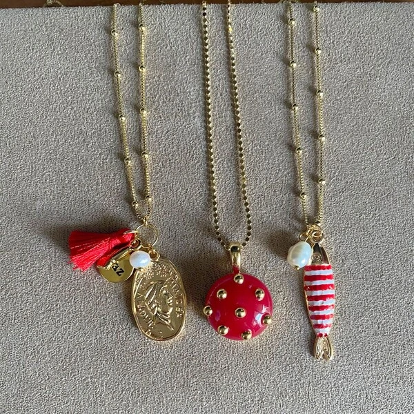 Colar Botão Vermelho