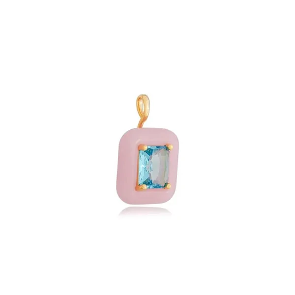 Colar Fancy Retangular Rosa Bebê