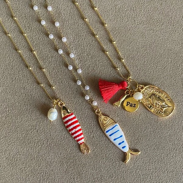 Colar Pérola Sardinha Azul