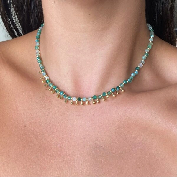Choker Pedra Ágata Verde