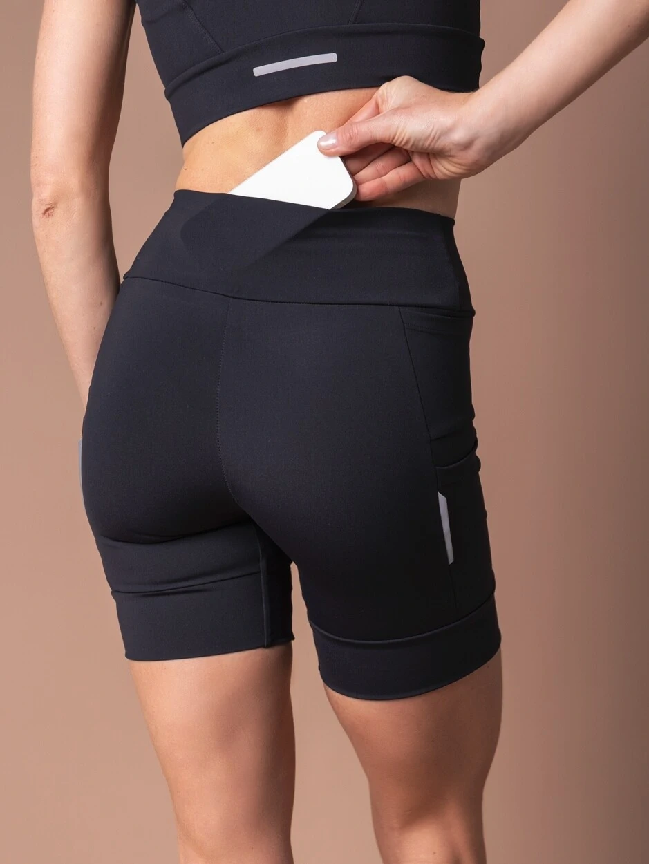 Foto Shorts de Corrida com 5 Bolsos Running Black Misty