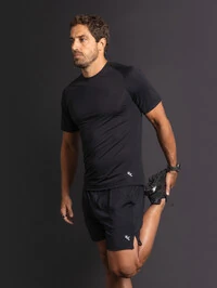 Camiseta de Corrida Masculina UV Running Blackout