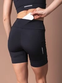 Shorts de Corrida com 5 Bolsos Running Black Misty