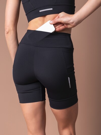 Foto Shorts de Corrida com 5 Bolsos Running Black Misty