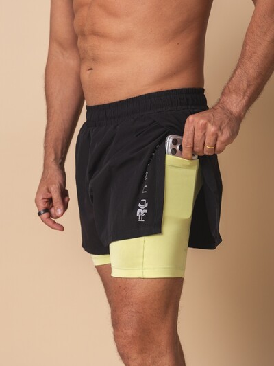 Foto Shorts masculino 2x1 Machiatto Black