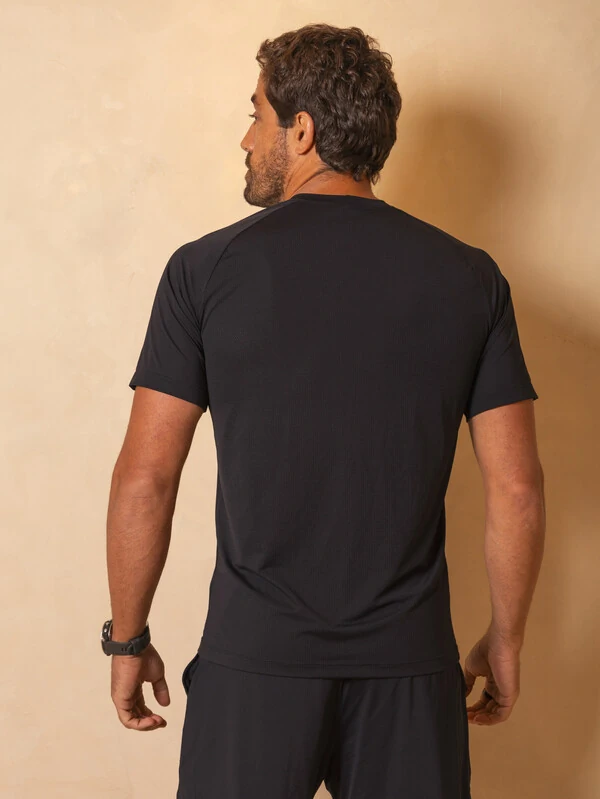 Camiseta de Corrida Masculina UV Running Blackout