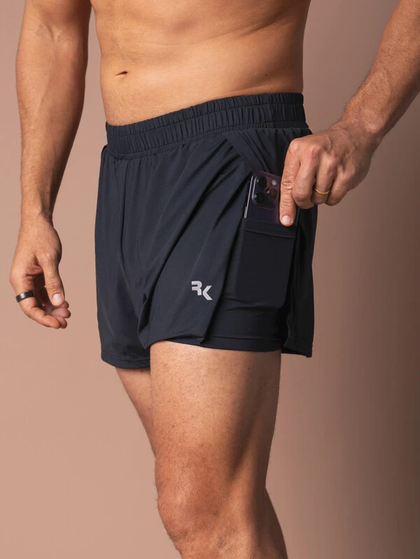 Shorts de Corrida 2x1 Masculino Running Black