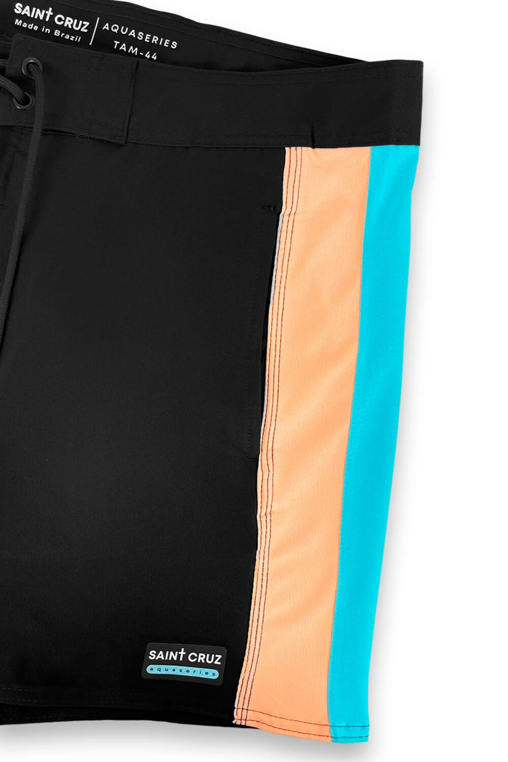 FotoBermuda retrô line Preto Salmão e Turquesa