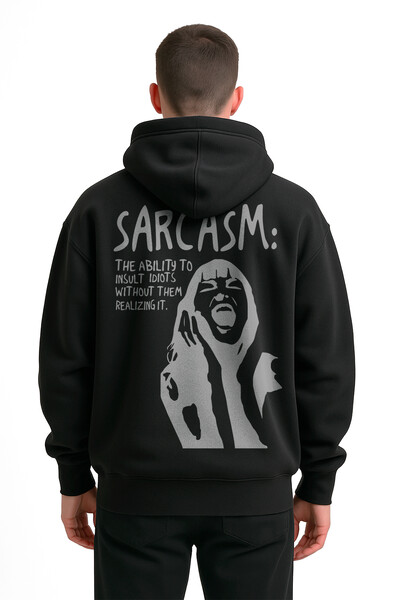 FotoBlusa puff de moletom preto Sarcasm