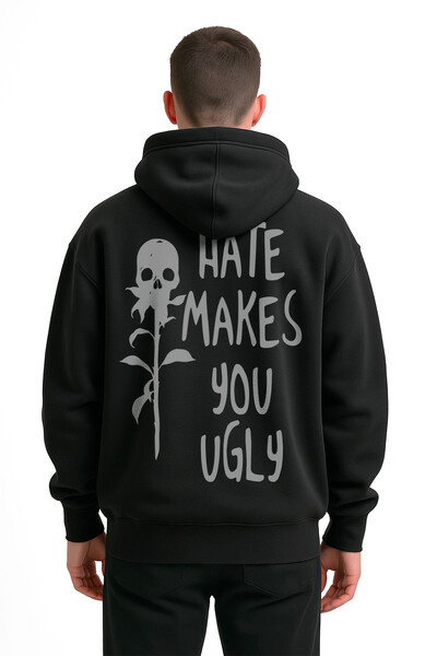 FotoBlusa puff de moletom preto Hate