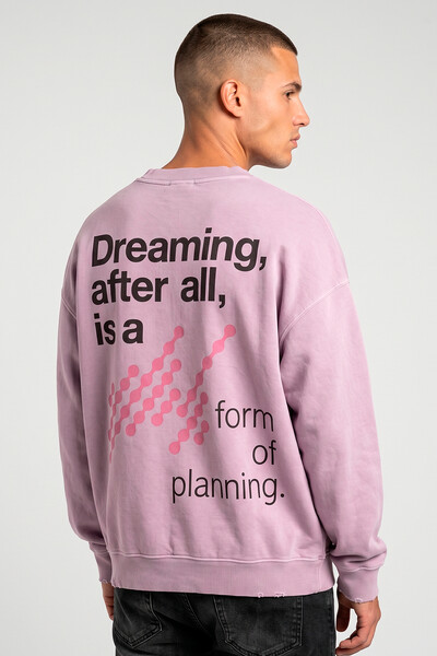 Foto Blusa oversized de moletom estonado lilás Dreaming