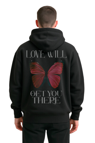 FotoBlusa puff de moletom preto Red Butterfly