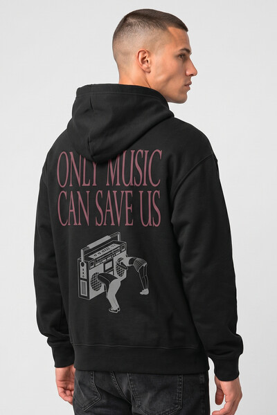 Foto Blusa puff de moletom preta Only Music