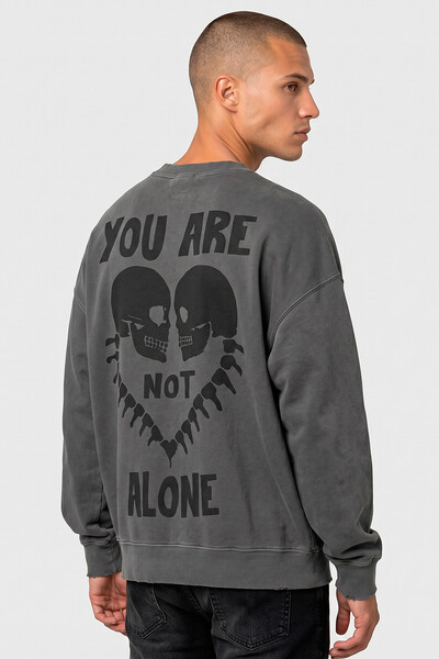 Foto Blusa oversized de moletom estonado chumbo Alone