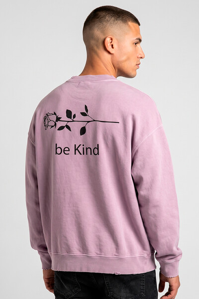 Foto Blusa oversized de moletom estonado lilás Be Kind