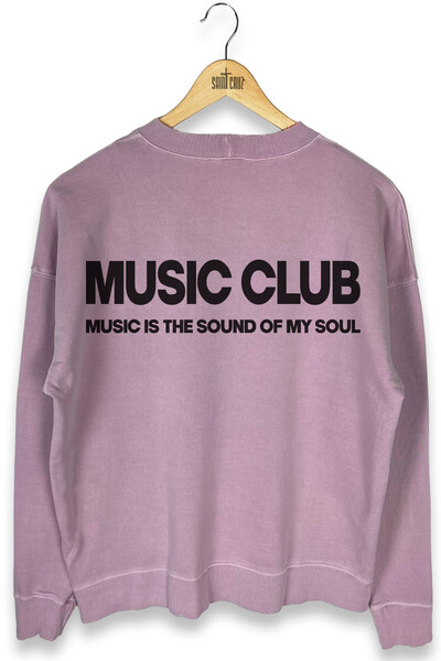Foto Blusa oversized de moletom estonado lilás Music Club