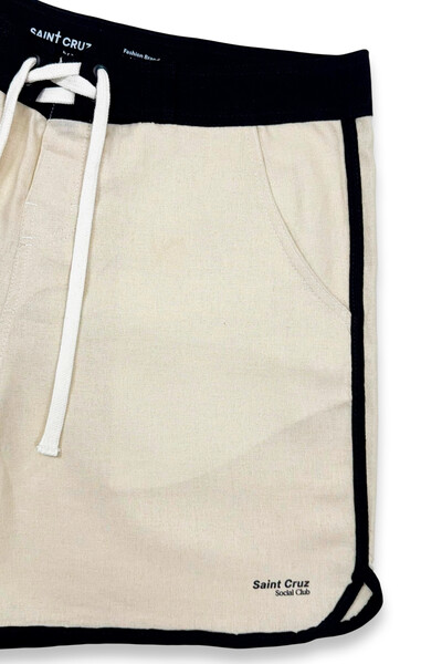 FotoBermuda de linho Off White e Preta
