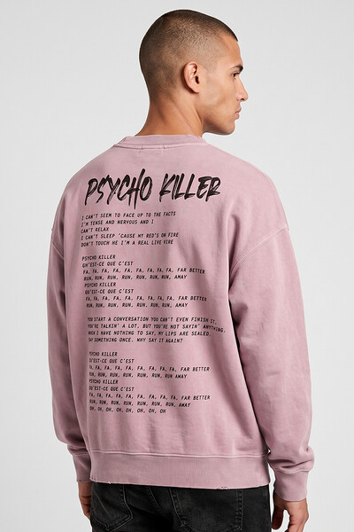 Foto Blusa oversized de moletom estonado lilás Psyco