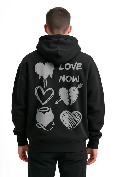 FotoBlusa puff de moletom preto Love Now