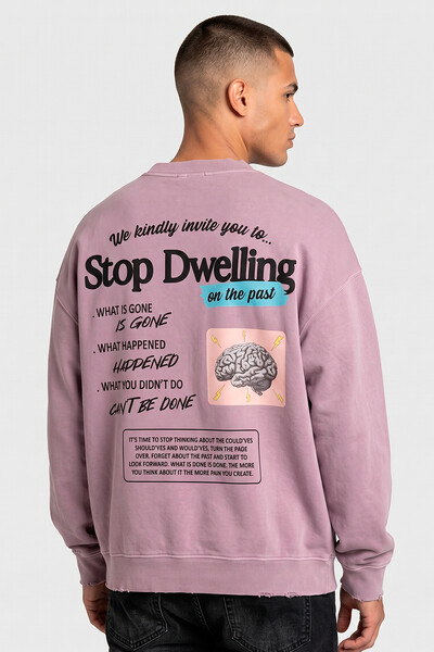 Foto Blusa oversized de moletom estonado lilás Stop Dwelling