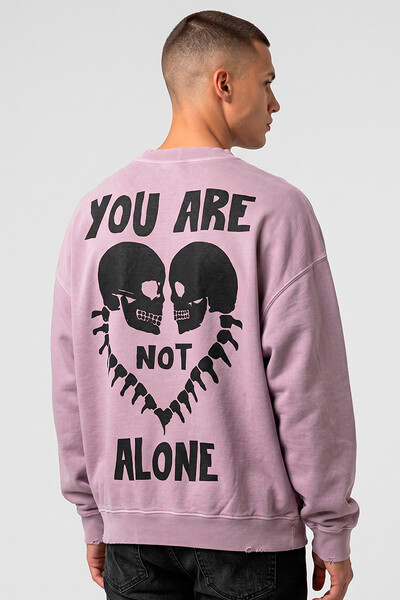 Foto Blusa oversized de moletom estonado lilás Alone