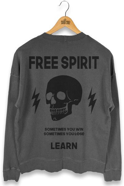 Foto Blusa oversized de moletom estonado chumbo Free