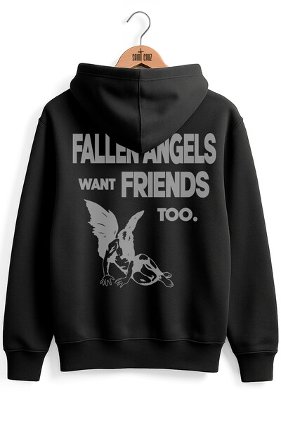 Foto Blusa puff de moletom preto Fallen Angels