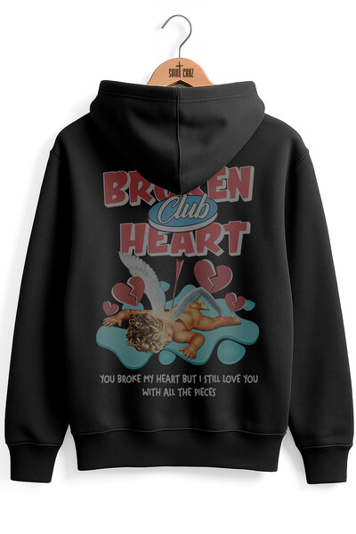 Foto Blusa puff de moletom preto Broken Heart