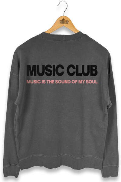 Foto Blusa oversized de moletom estonado chumbo Music Club