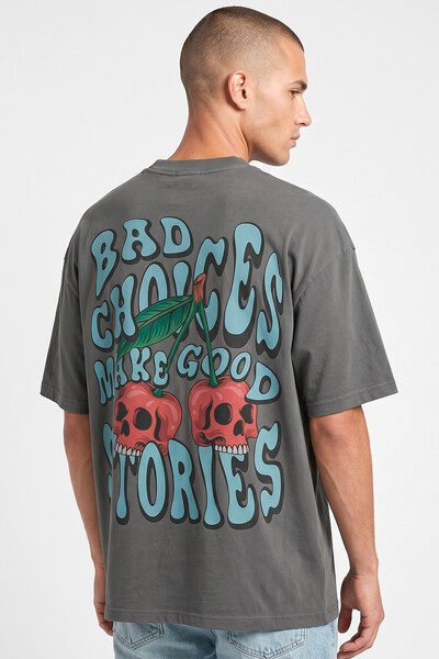 Foto Camiseta oversized estonada chumbo Cherry