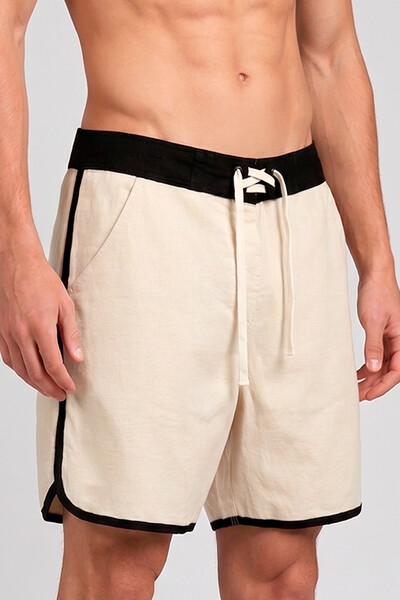 FotoBermuda de linho Off White e Preta