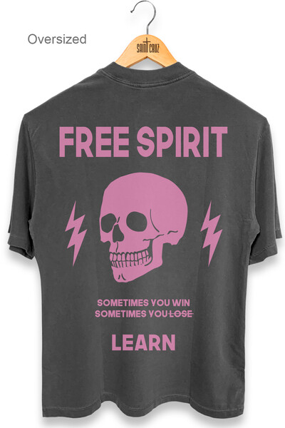 Foto Camiseta oversized estonada chumbo Free (Rosa)