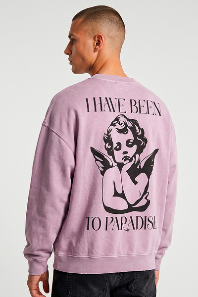 Foto Blusa oversized de moletom estonado lilás Paradise