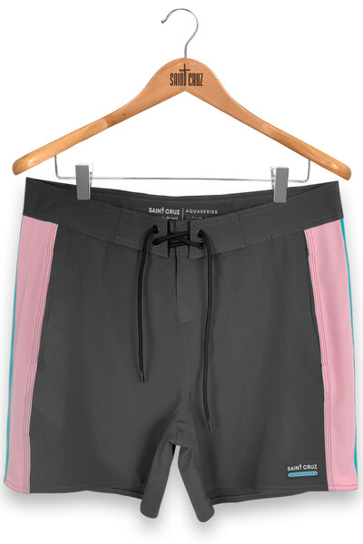 Foto Bermuda retrô line Chumbo Rosa e Turquesa