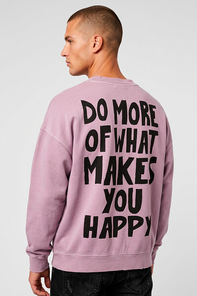 Foto Blusa oversized de moletom estonado lilás Do More