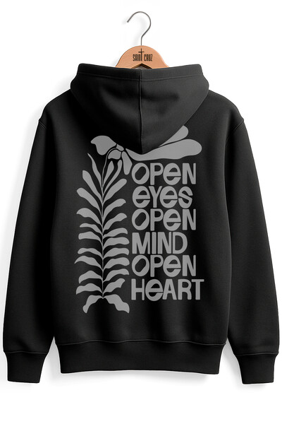 Foto Blusa puff de moletom preto Open Eyes