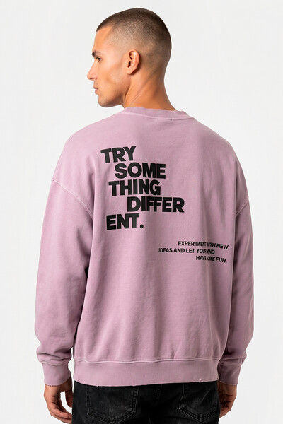 Foto Blusa oversized de moletom estonado lilás Try Some